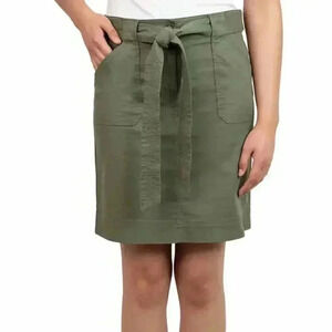 New! Kersh Utility Skirt Green Small Belted  Stretch Casual Skirt Canvas NWT